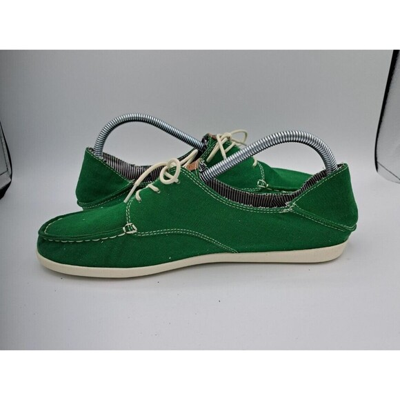 Olukai Heleuma Canvas Women Slip on Lace Up Boat Shoes in Green Size 10 - Picture 5 of 12